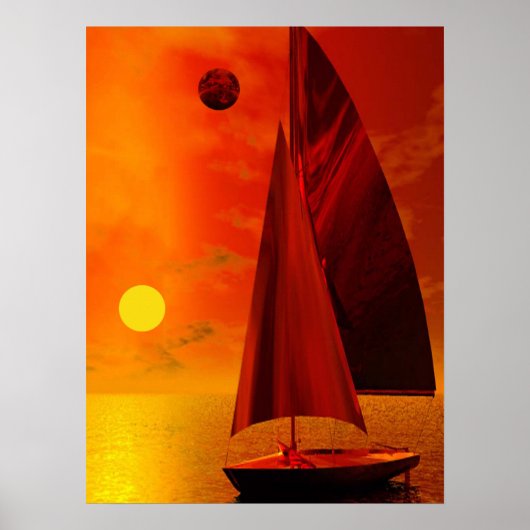Segeln bei Sunset Poster (Vorne)