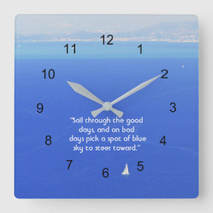"SEGELN DURCH LEBEN"/Segelboot auf Acrylbasis Quadratische Wanduhr