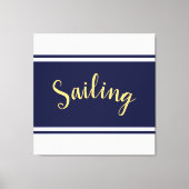 SEGELN Elegant Navy Blue White Racing Streifen Leinwanddruck (Vorderseite)