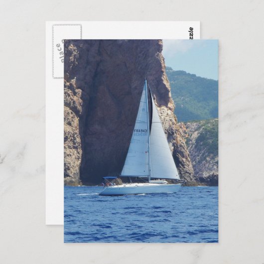 Segeln entlang der Küste Sardiniens Postkarte (Vorne/Hinten)