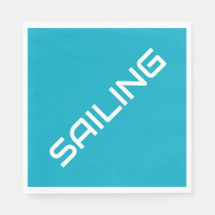 SEGELN Hellblau Moderne Weiße Schräge Schrift Serviette