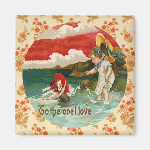 Segeln-HerzVintager Valentine-Gewohnheits-Magnet Magnet