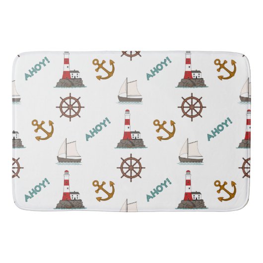 Segeln Illustration Big Patternfarbe+Weiß Badematte (Vorderseite)