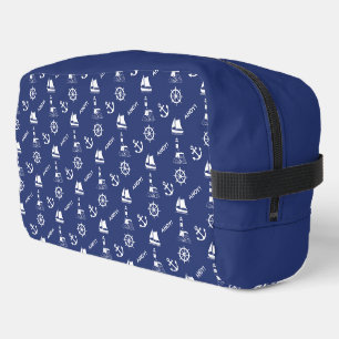 Segeln Illustrative Sml Ptn White+Navy Blue Waschbeutel