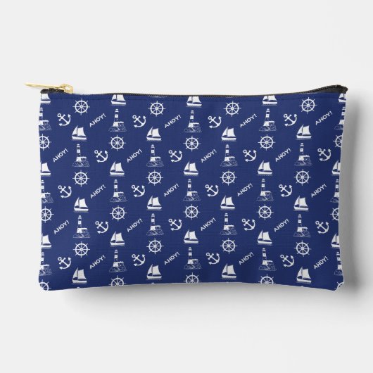 Segeln Illustrative Sml Ptn White+Navy Blue Zubehörtasche (Vorderseite)