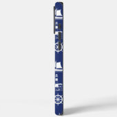 Segeln illustrierendes Muster White+Navy Blue Case-Mate iPhone Hülle (Rückseite / Links)