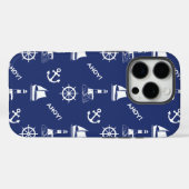 Segeln illustrierendes Muster White+Navy Blue Case-Mate iPhone Hülle (Rückseite (Horizontal))