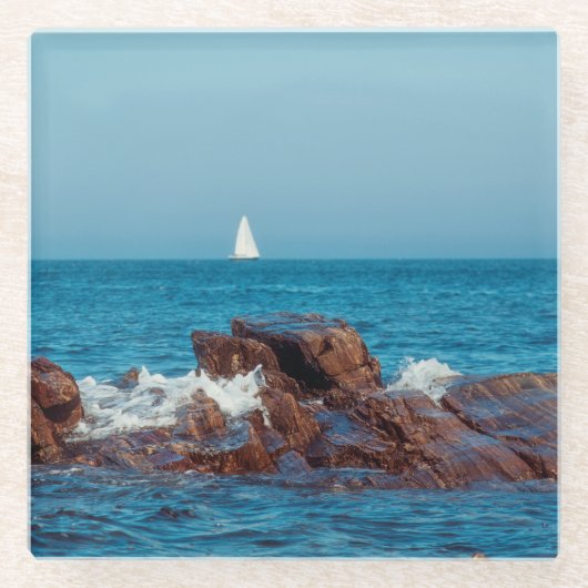 Segeln im Atlantik Glasuntersetzer (Vorderseite)
