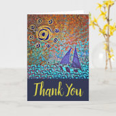 Segeln im Meer Danke Karte (Gelbe Blume)