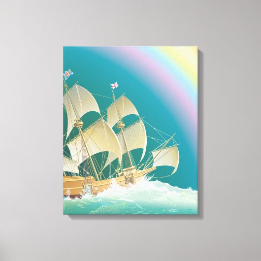 Segeln im Regenbogen Leinwanddruck (Vorderseite)