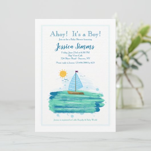 Segeln im Sonnenschein Einladung (Stehend Vorderseite)