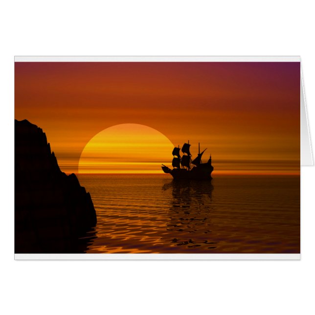 Segeln im Sonnenuntergang (Vorderseite (Horizontal))