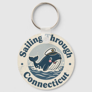 Segeln im Vintage-Stil durch Connecticuts Wale Schlüsselanhänger