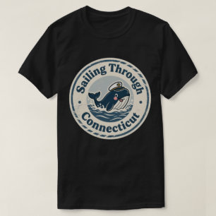 Segeln im Vintage-Stil durch Connecticuts Wale T-Shirt