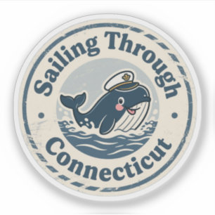 Segeln im Vintage-Stil durch den Connecticut-Wal Aufkleber