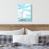 Segeln in Blue | Aqua Ocean Waves Leinwanddruck (Insitu (Schlafzimmer))