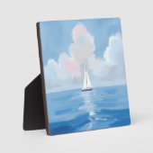 Segeln in Blue | Küstenschiff Ozeanmalerei Fotoplatte (Vorderseite)