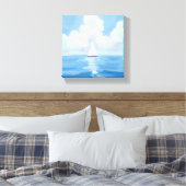 Segeln in Blue | Küstenschiff Ozeanmalerei Leinwanddruck (Insitu (Schlafzimmer))