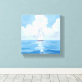 Segeln in Blue | Küstenschiff Ozeanmalerei Leinwanddruck (Insitu (Holzboden))