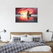 Segeln in das Sonnenuntergang Leinwanddruck (Insitu (Schlafzimmer))