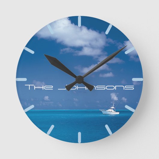 Segeln in den Blauen Runde Wanduhr (Vorderseite)