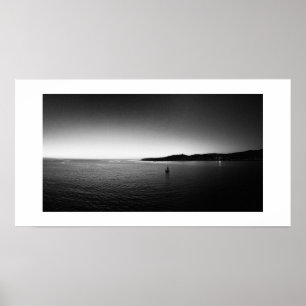 Segeln in den Horizont Panorama Schwarz-Weiß Poster
