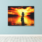 Segeln in den Sonnenuntergang Leinwanddruck (Insitu (Holzboden))