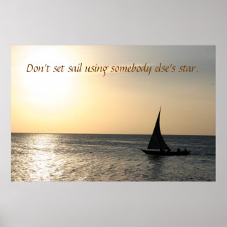 Segeln in den Sonnenuntergang Poster