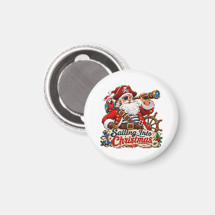 Segeln in den Weihnachts-Pirat-Santa Magnet