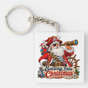 Segeln in den Weihnachts-Pirat-Santa Schlüsselanhänger