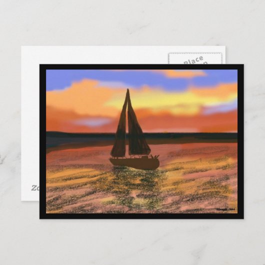 Segeln in der Orange Sun Postkarte (Vorne/Hinten)