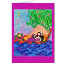 Segeln in die Sonnenuntergang-Karte mit einer