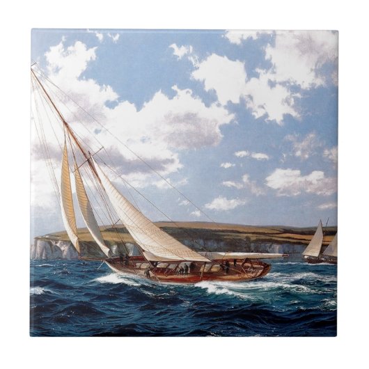 Segeln in ein raues Meer Fliese (Vorderseite)