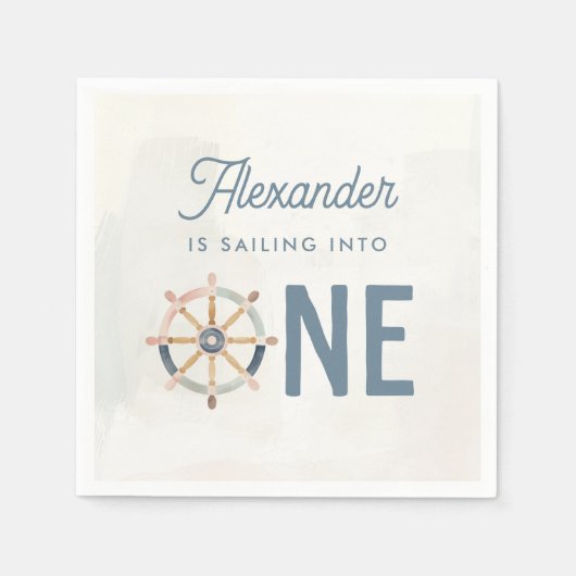 Segeln in einem einzigen naukalen ersten Geburtsta Serviette (Vorderseite)