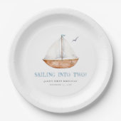 Segeln in zwei nautische Geburtstage Pappteller (Vorderseite)