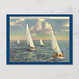 Segeln, Long Beach, Long Island Vintage Postkarte