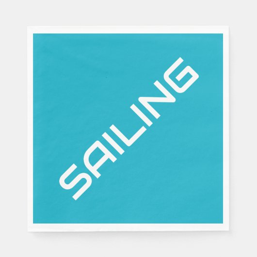 SEGELN Moderner weißer, schlanker Text auf hellen Serviette (Vorderseite)