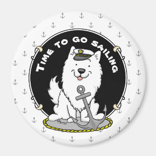 Segeln Nautic American Eskimo Dog Niedlich Eskie Magnet