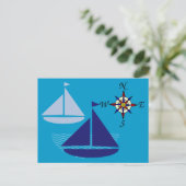 Segeln Postkarte (Stehend Vorderseite)