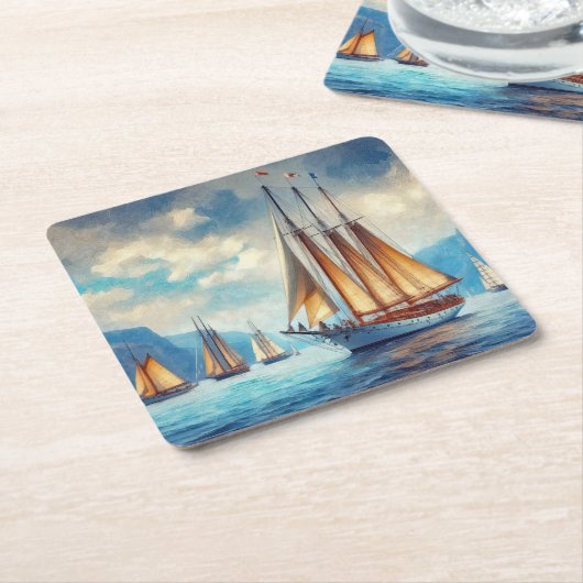 segeln rechteckiger pappuntersetzer (angewinkelt)