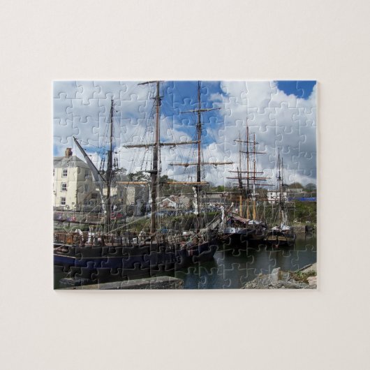 Segeln-Schiffe Charlestown Hafen-Cornwall-Foto Puzzle (Horizontal)