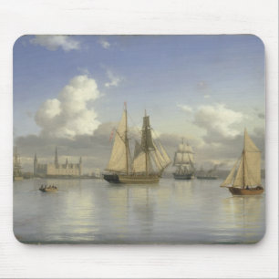 Segeln-Schiffe weg von Kronborg Schloss, Schweden, Mousepad