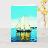 Segeln Schooner-Grußkarte Karte (Gelbe Blume)