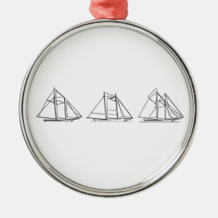 Segeln - Schooner Segelboote Silbernes Ornament
