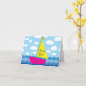 Segeln-Segel-Boots-niedlicher Frühlings-1. Karte (Gelbe Blume)