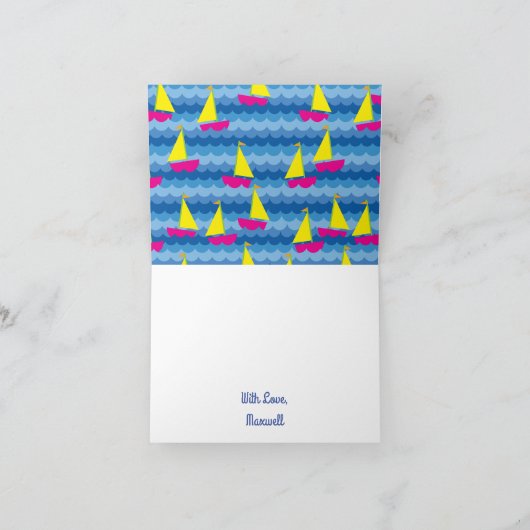 Segeln-Segel-Boots-niedlicher Frühlings-1. Karte (Innenseite)