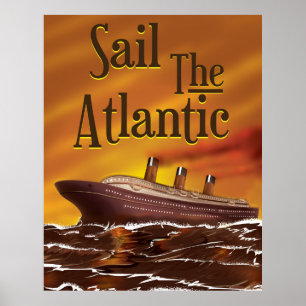 Segeln Sie auf dem atlantischen Vintage Reiseplaka Poster