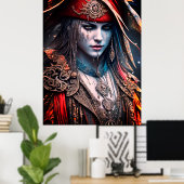 Segeln Sie mit unserem Piratenmädchen in die Hochs Poster (Heimbüro)