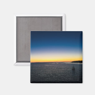 Segeln vom Hafen aus Gelb Blaue Sonnenuntergangs-F Magnet