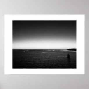 Segeln vom Hafen Sunset Black and White Poster